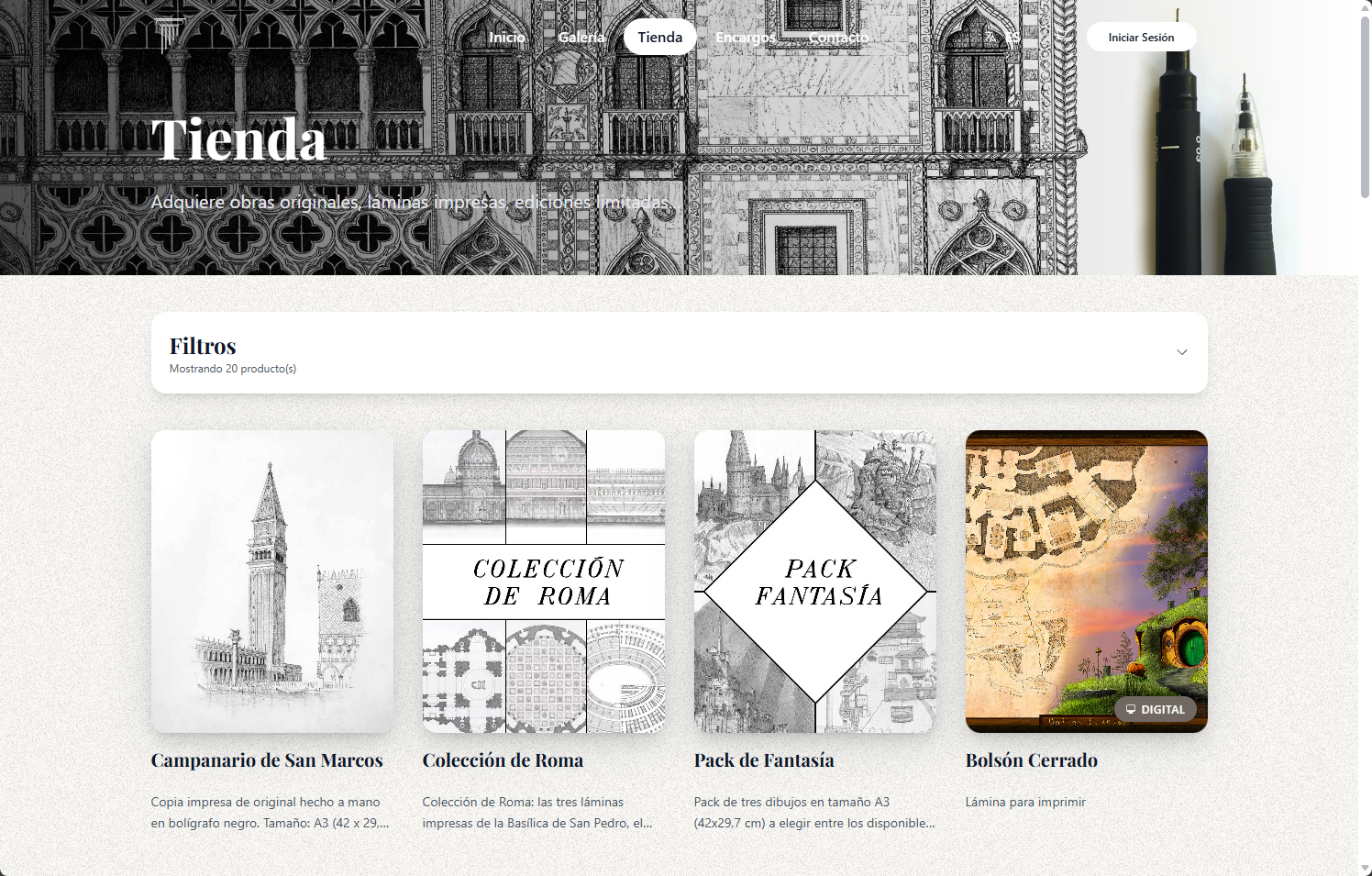 Tienda online artística